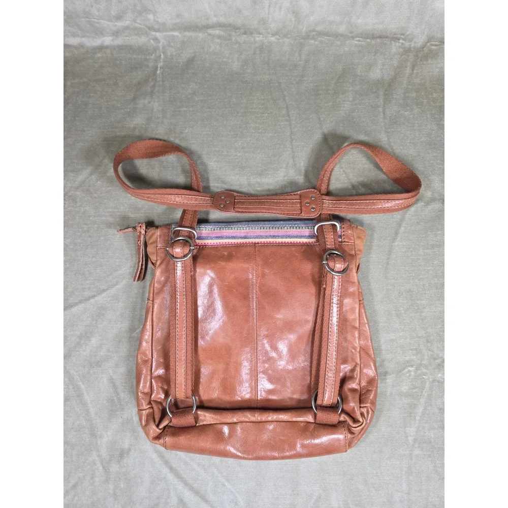 The Sak Ventura Convertible Backpack Crossbody Bag Brown Leather Denim Woven
